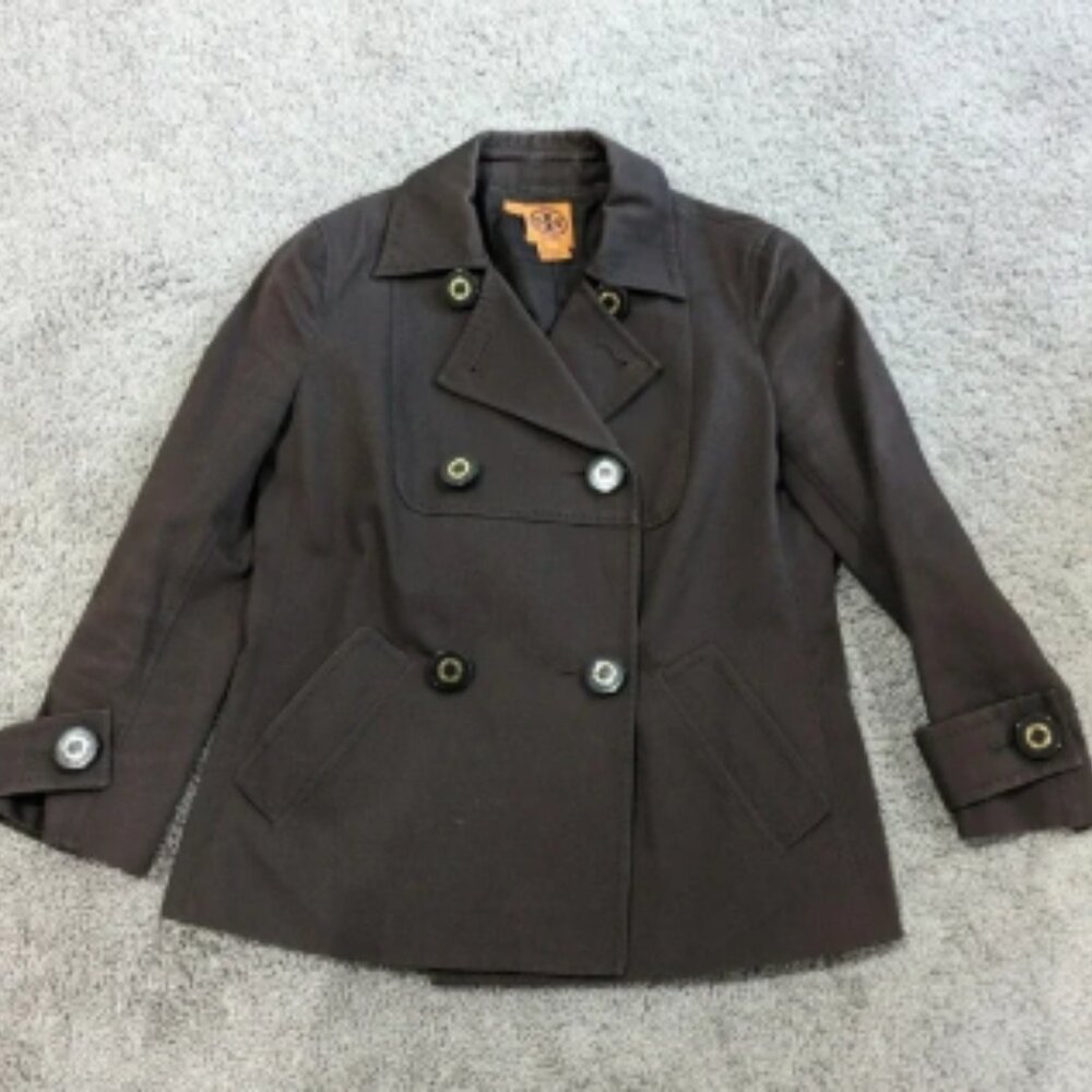 Tory Burch Double Breasted Cropped Brown Jacket Blazer Size 4